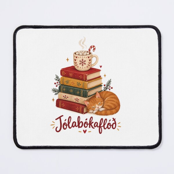 Item preview, Cozy Jólabókaflóð Stack of Books and Hot Cocoa designed and sold by joy-Moons.