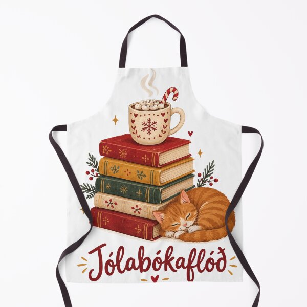 Item preview, Cozy Jólabókaflóð Stack of Books and Hot Cocoa designed and sold by joy-Moons.
