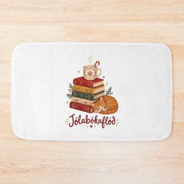 Item preview, Cozy Jólabókaflóð Stack of Books and Hot Cocoa designed and sold by joy-Moons.