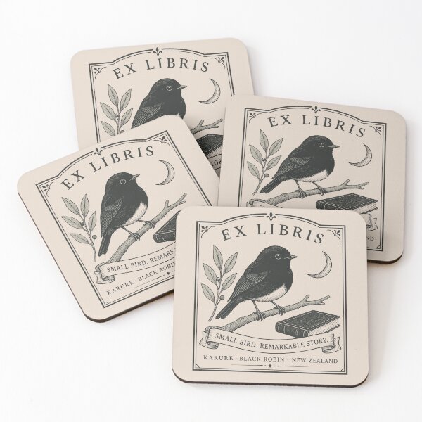 Item preview, Small Bird Remarkable Story Karure – New Zealand Black Robin Ex Libris designed and sold by MvuuStudio.
