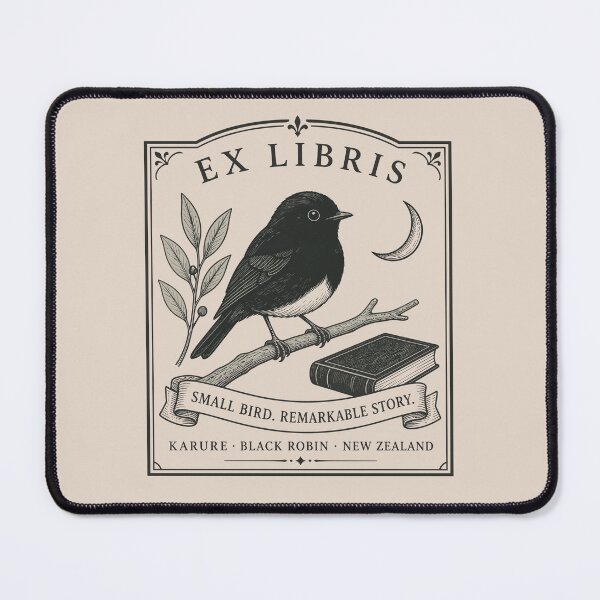 Item preview, Small Bird Remarkable Story Karure – New Zealand Black Robin Ex Libris designed and sold by MvuuStudio.