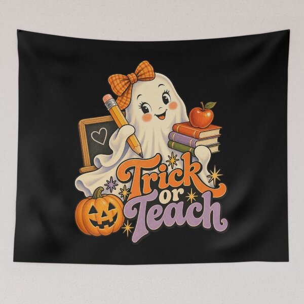 Item preview, Trick Or Teach Cute Ghost Teacher Blackboard Autumn Artwork designed and sold by Aqouiatiqe.