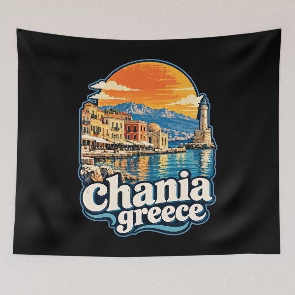 Item preview, Chania Crete Greece Retro Travel designed and sold by TomFrontierArt.