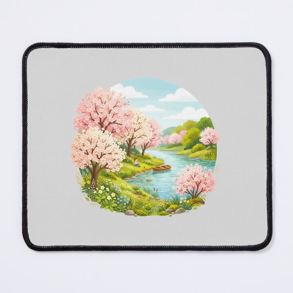 Item preview, Cherry Blossom Lake with Child and Boat designed and sold by hattie's.
