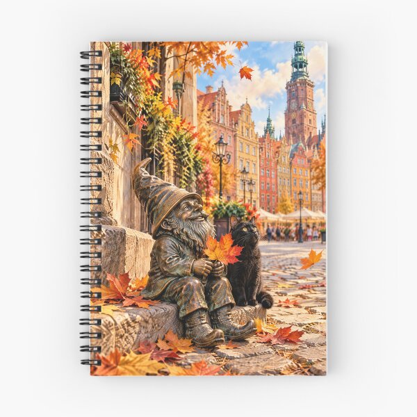 Item preview, Autumn Gnome and Black Cat Art Print – Cozy Wrocław Poland Travel Decor designed and sold by Purrfecta.