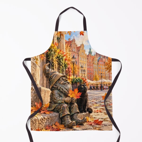 Item preview, Autumn Gnome and Black Cat Art Print – Cozy Wrocław Poland Travel Decor designed and sold by Purrfecta.