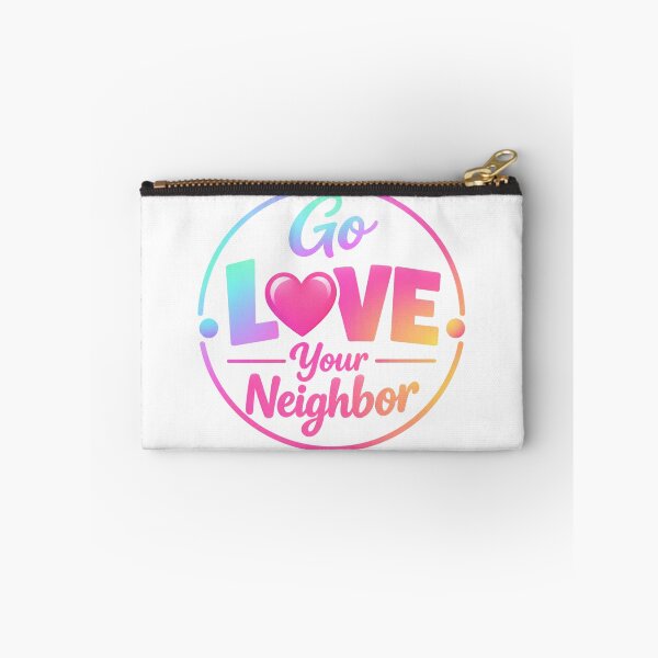 Item preview, Go Love Your Neighbor – Colorful Neon/Pastel Heart Kindness Badge designed and sold by D-Islamic.
