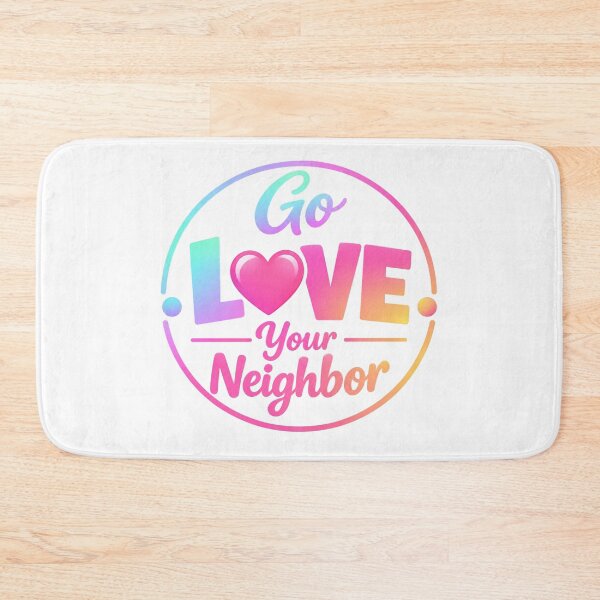 Item preview, Go Love Your Neighbor – Colorful Neon/Pastel Heart Kindness Badge designed and sold by D-Islamic.