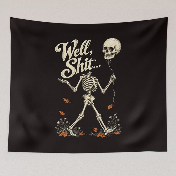 Item preview, Well Shit – Headless Skeleton with Skull Balloon Halloween designed and sold by adarth.