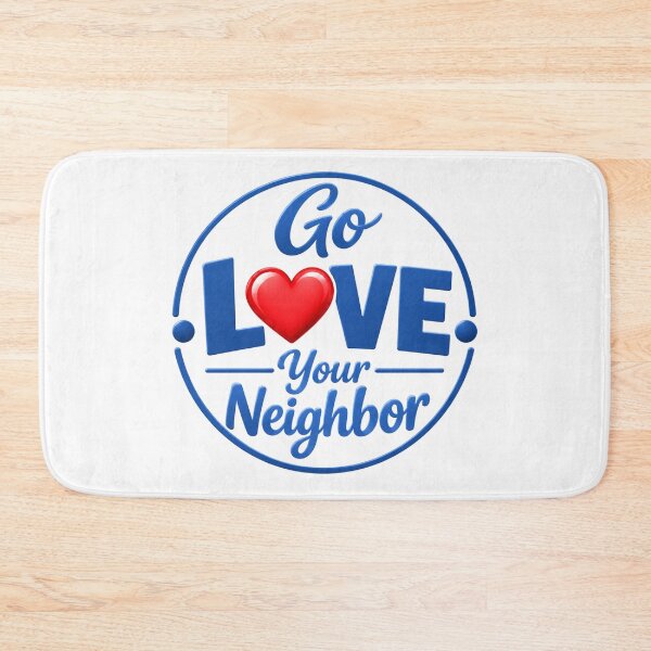 Item preview, Go Love Your Neighbor – Blue Red Heart Kindness Badge designed and sold by D-Islamic.