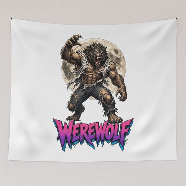 Item preview, Werewolf Full Moon Synthwave Retro designed and sold by JonelleTshirts.