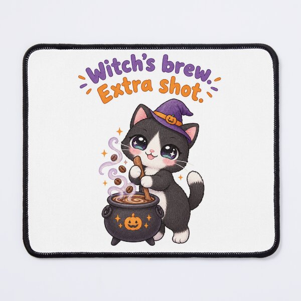 Item preview, Cute Kawaii Tuxedo Cat Witch Coffee designed and sold by tobbyasz.