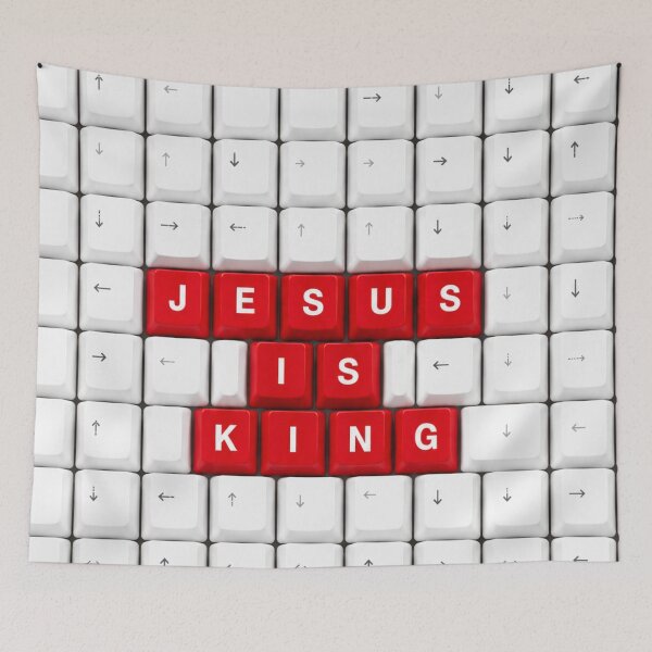 Item preview, Jesus Is King Red Keyboard Keys – Creative Christian Typography Design designed and sold by EatPrayLive.