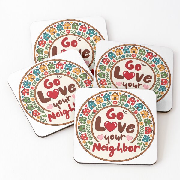 Item preview, Go Love Your Neighbor – Colorful Folk Art Houses & Hearts designed and sold by D-Islamic.