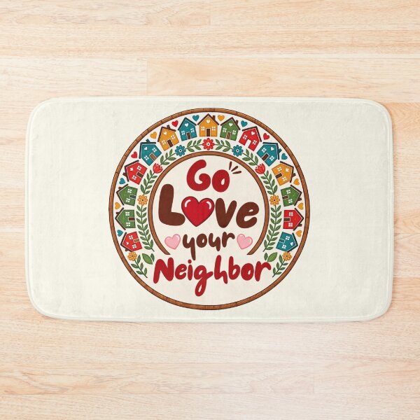 Item preview, Go Love Your Neighbor – Colorful Folk Art Houses & Hearts designed and sold by D-Islamic.