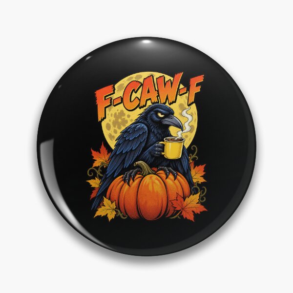Item preview, F-Caw-F Funny Black Raven Drinking Autumn Coffee Pumpkin designed and sold by Felinefinesse.