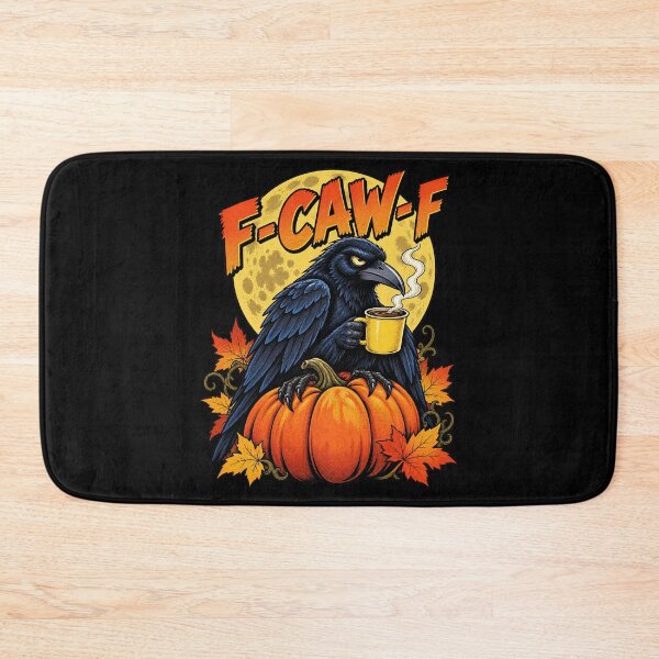 Item preview, F-Caw-F Funny Black Raven Drinking Autumn Coffee Pumpkin designed and sold by Felinefinesse.