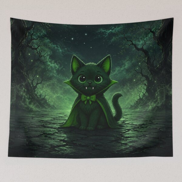 Item preview, The Purrfect Vampire - Green Vampire Cat designed and sold by PurrfectWhisper.