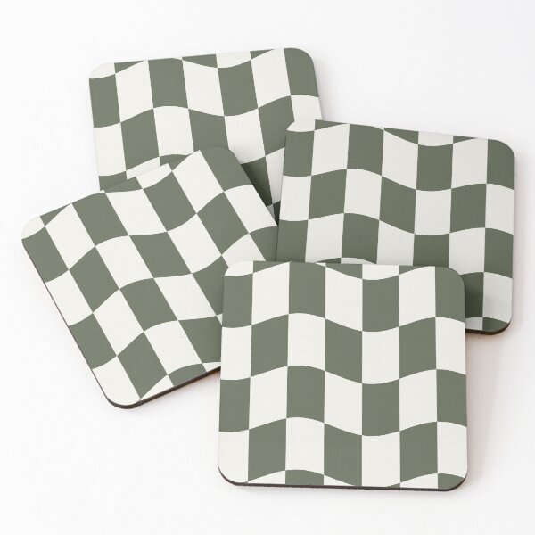 Item preview, Sage Green Wavy Checkerboard Retro Pattern designed and sold by ChromaLens.