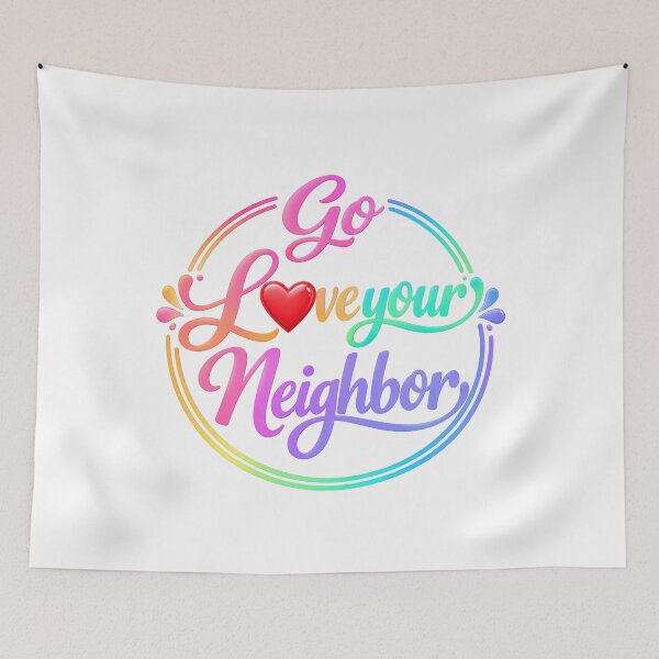 Item preview, Go Love Your Neighbor – Neon/Pastel Script Neighbor Kindness Design designed and sold by D-Islamic.