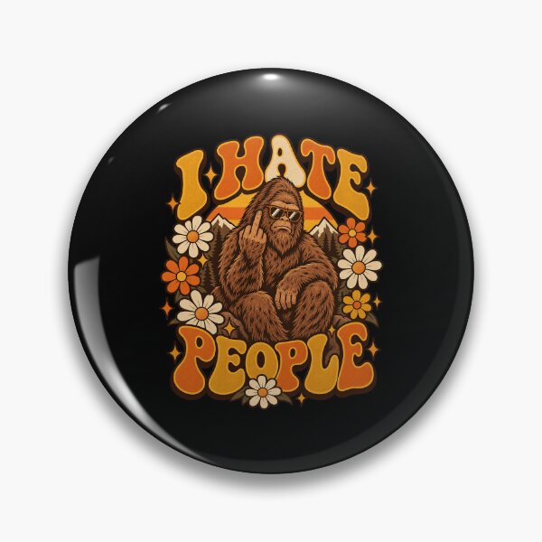 Item preview, I Hate People Bigfoot Sasquatch Retro Groovy Daisy Field designed and sold by Felinefinesse.