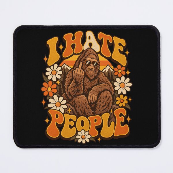Item preview, I Hate People Bigfoot Sasquatch Retro Groovy Daisy Field designed and sold by Felinefinesse.