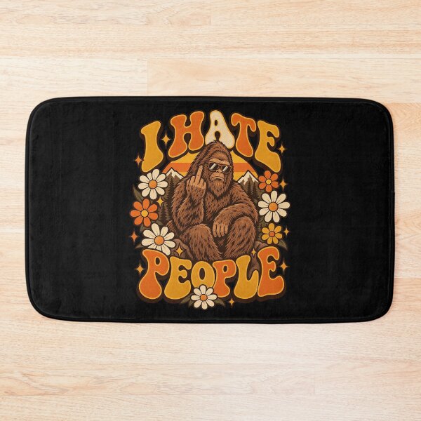 Item preview, I Hate People Bigfoot Sasquatch Retro Groovy Daisy Field designed and sold by Felinefinesse.