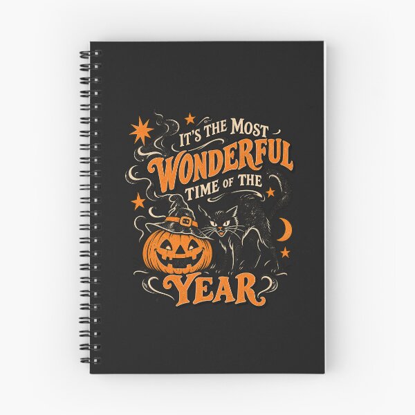 Item preview, Retro Halloween Crewneck 90s Spooky Black Cat Witch Hat Pumpkin Most Wonderful Time of the Year Witchy Fall designed and sold by adarth.