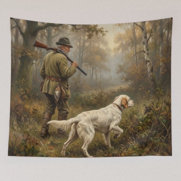 Item preview, In Pursuit of Woodcock - Antique English Setter Hunting Painting designed and sold by TammyHunterArt.