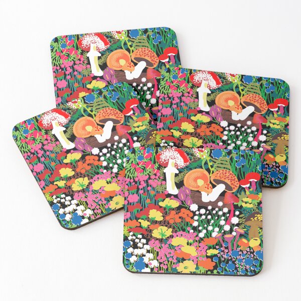 Item preview, Psychedelic Forest Fungi in Black designed and sold by YesterdayColl.