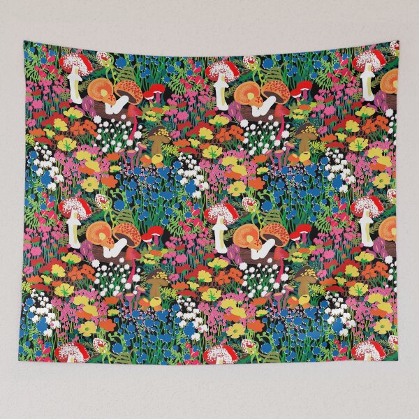 Item preview, Psychedelic Forest Fungi in Black designed and sold by YesterdayColl.