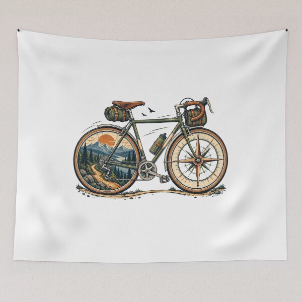 Item preview, Vintage Bikepacking Bicycle Mountain Adventure Premium T-Shirt designed and sold by omar ousalah.