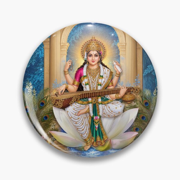 Item preview, Goddess Saraswati by a Waterfall designed and sold by Laeton Designs.