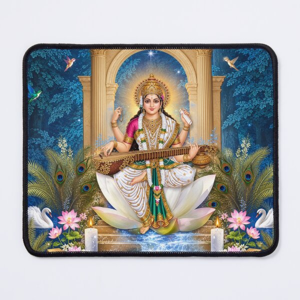 Item preview, Goddess Saraswati by a Waterfall designed and sold by Laeton Designs.