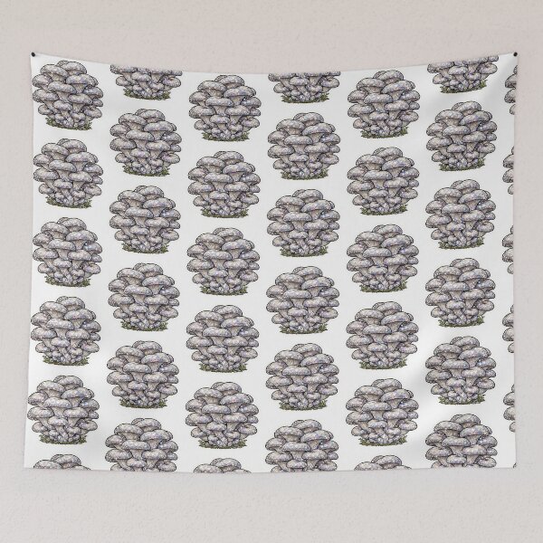 Aperçu de l'œuvre Autocollant en cristal de pleurote - Champignons diamant nacrés et irisés créée et vendue par FineLineBotanical .