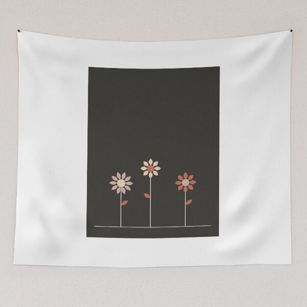Item preview, Three Retro Flowers on Black Mid Century Print designed and sold by ChromaLens.