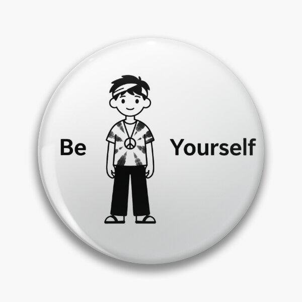 Item preview, Minimalist boy in black and white "Be Yourself" hippie designed and sold by Abstr4ct W0rld.
