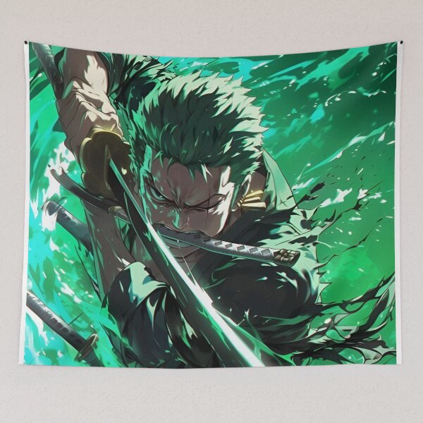 Item preview, Zoro | Emerald Storm Swordsman – Three Sword Warrior in Green Energy designed and sold by Dyan4.
