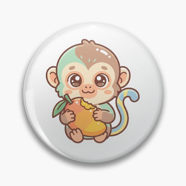 Item preview, Kawaii Squirrel Monkey Eating Mango designed and sold by TicoInk.