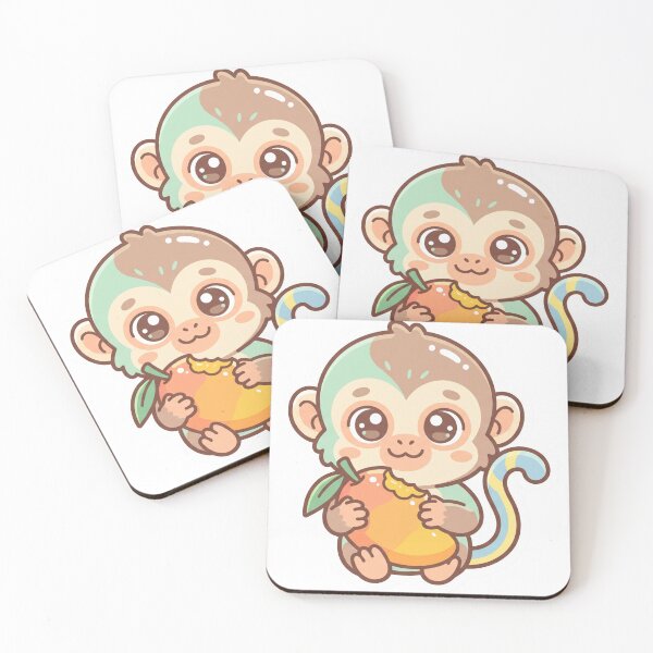 Item preview, Kawaii Squirrel Monkey Eating Mango designed and sold by TicoInk.