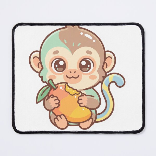 Item preview, Kawaii Squirrel Monkey Eating Mango designed and sold by TicoInk.