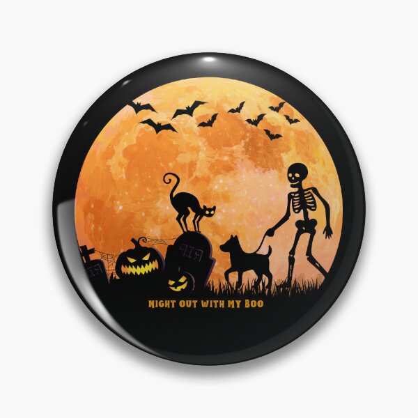 Item preview, Halloween skeleton & dog night out with boo designed and sold by Doodles Down South.