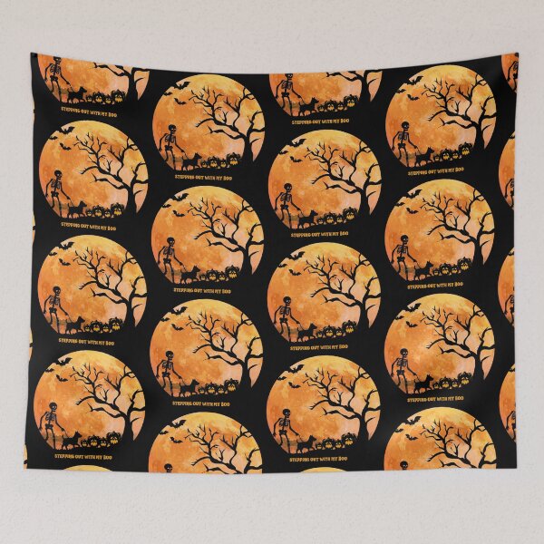 Item preview, Halloween skeleton & dog - stepping out with boo designed and sold by Doodles Down South.
