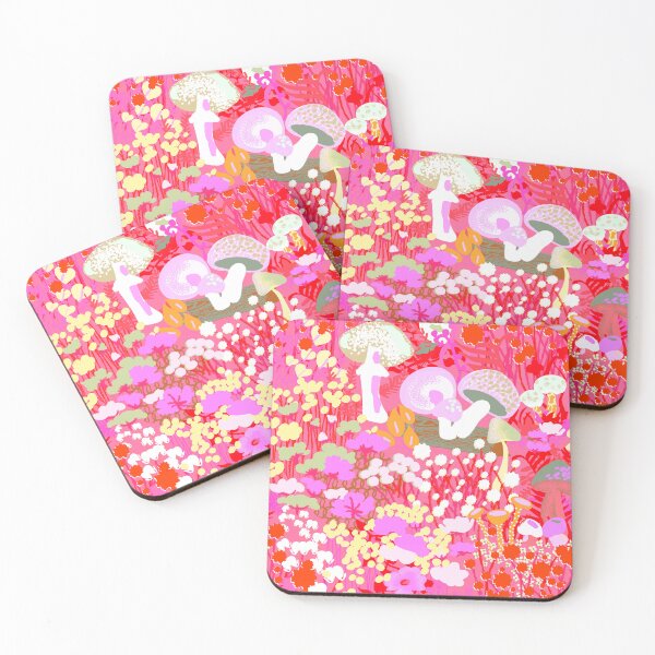 Item preview, Psychedelic Forest Fungi in Saturated Pink + Red designed and sold by YesterdayColl.