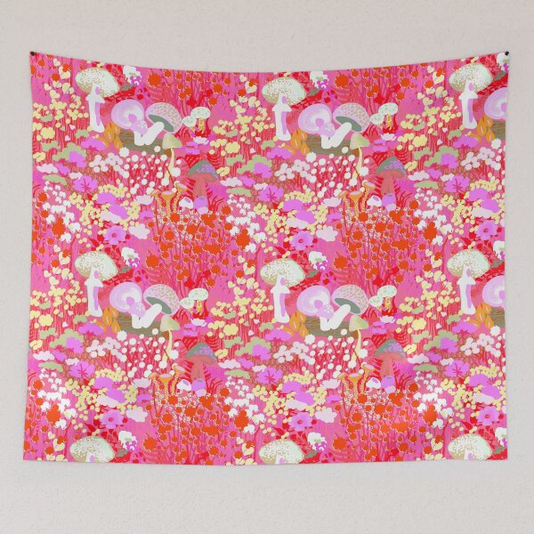 Item preview, Psychedelic Forest Fungi in Saturated Pink + Red designed and sold by YesterdayColl.