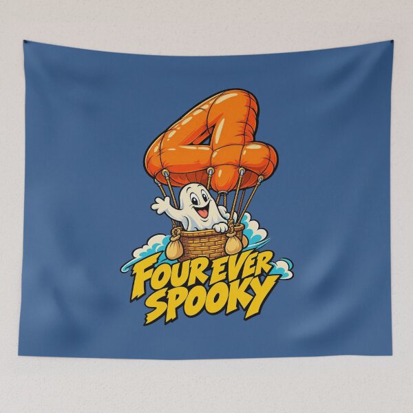 Item preview, Four Ever Spooky Funny Ghost 4th Halloween Birthday designed and sold by Endless7Art.
