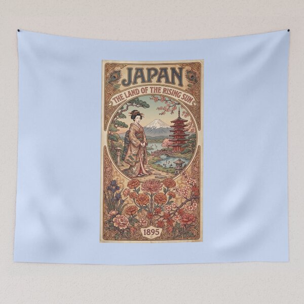 Item preview, Vintage Japan Travel Poster – Historical Fine Art Illustration designed and sold by The Philatelist Studio.