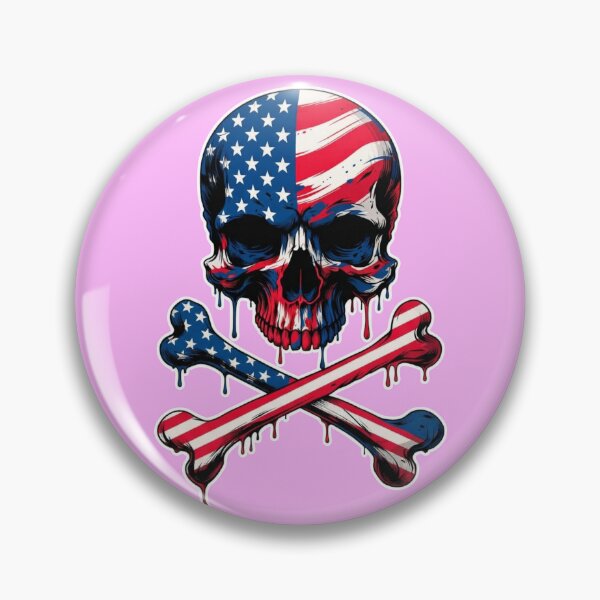 Item preview, American Flag Skull Dripping Crossbones Art designed and sold by Skulls & Calaveras.