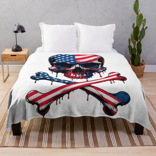Item preview, American Flag Skull Dripping Crossbones Art designed and sold by Skulls & Calaveras.