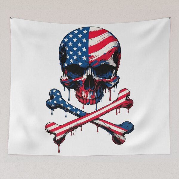 Item preview, American Flag Skull Dripping Crossbones Art designed and sold by Skulls & Calaveras.